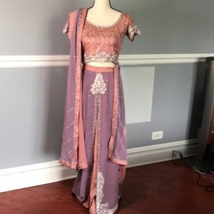 Pakistani/Indian/Desi Lengha Choli-Faux Sari Style